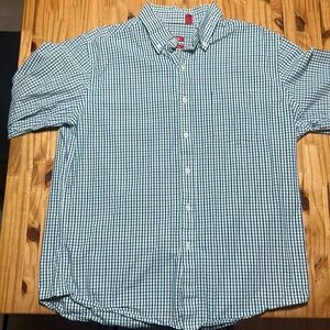Izod Dress Shirt Blue/Green/White L